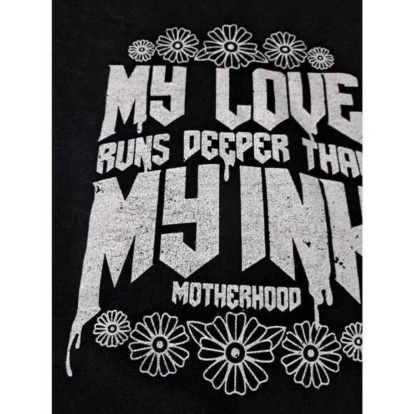 New Small Gildan My Love Runs Deeper Than My Ink Long Sleeve Pullover Sweatshirt - Picture 5 of 6